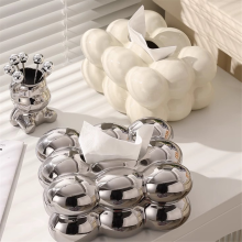 Bubble Design Tissue Box Holder Paper Dispenser for Bathroom Dining Table Stylish Organizer Decorative Napkin, C