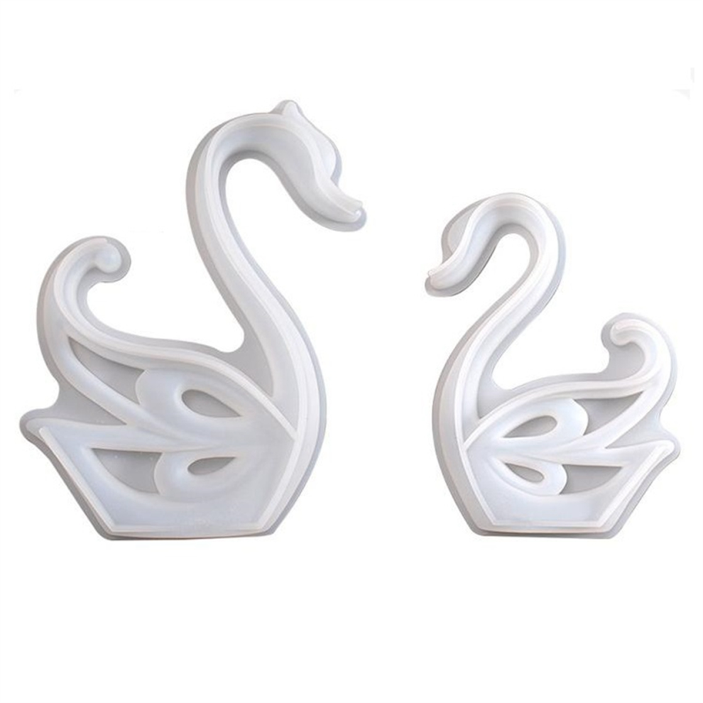 Saudism 2Pcs Swan Ornament Silicone Mould Epoxy Resin Mold Desktop Decorative Mirror Gypsum