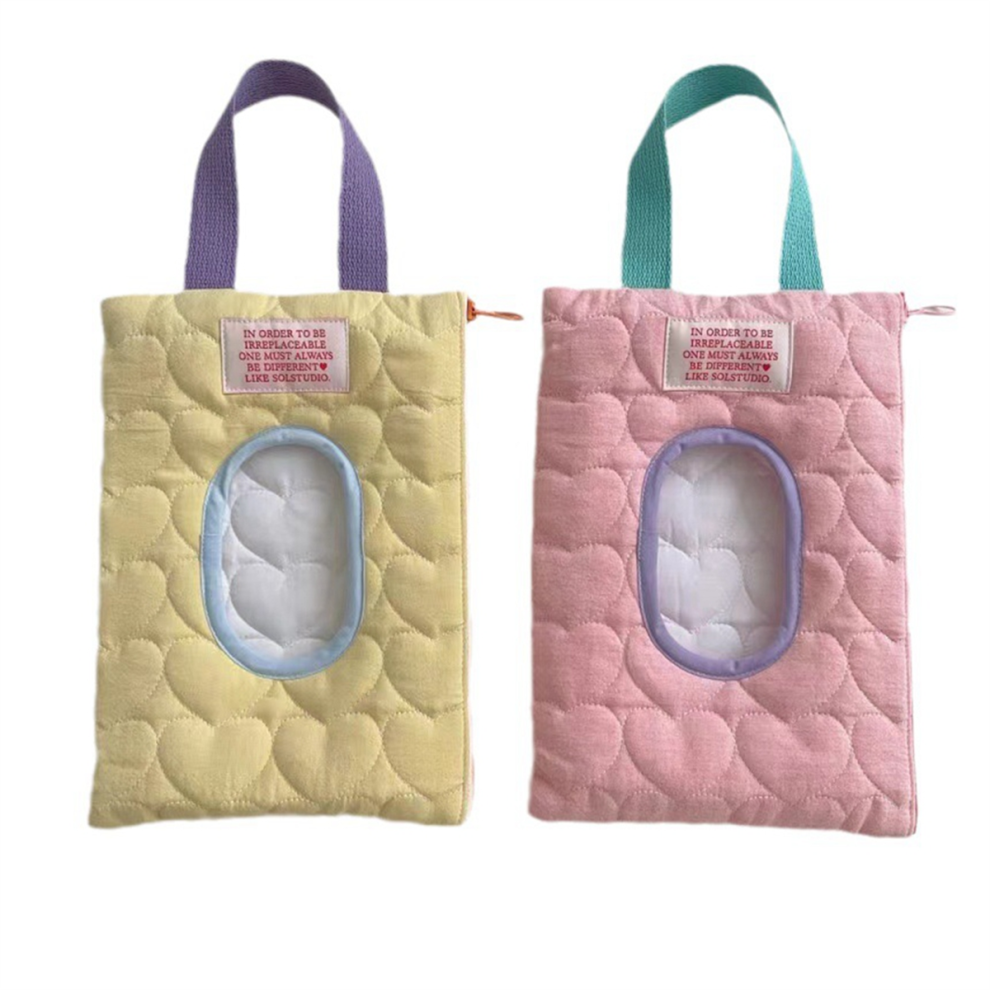 Saudism 2Pcs Cotton Baby Wet Wipe Pouch Portable Wipes Holder Case Reusable Car Hanging Tissue Box Stroller Bag