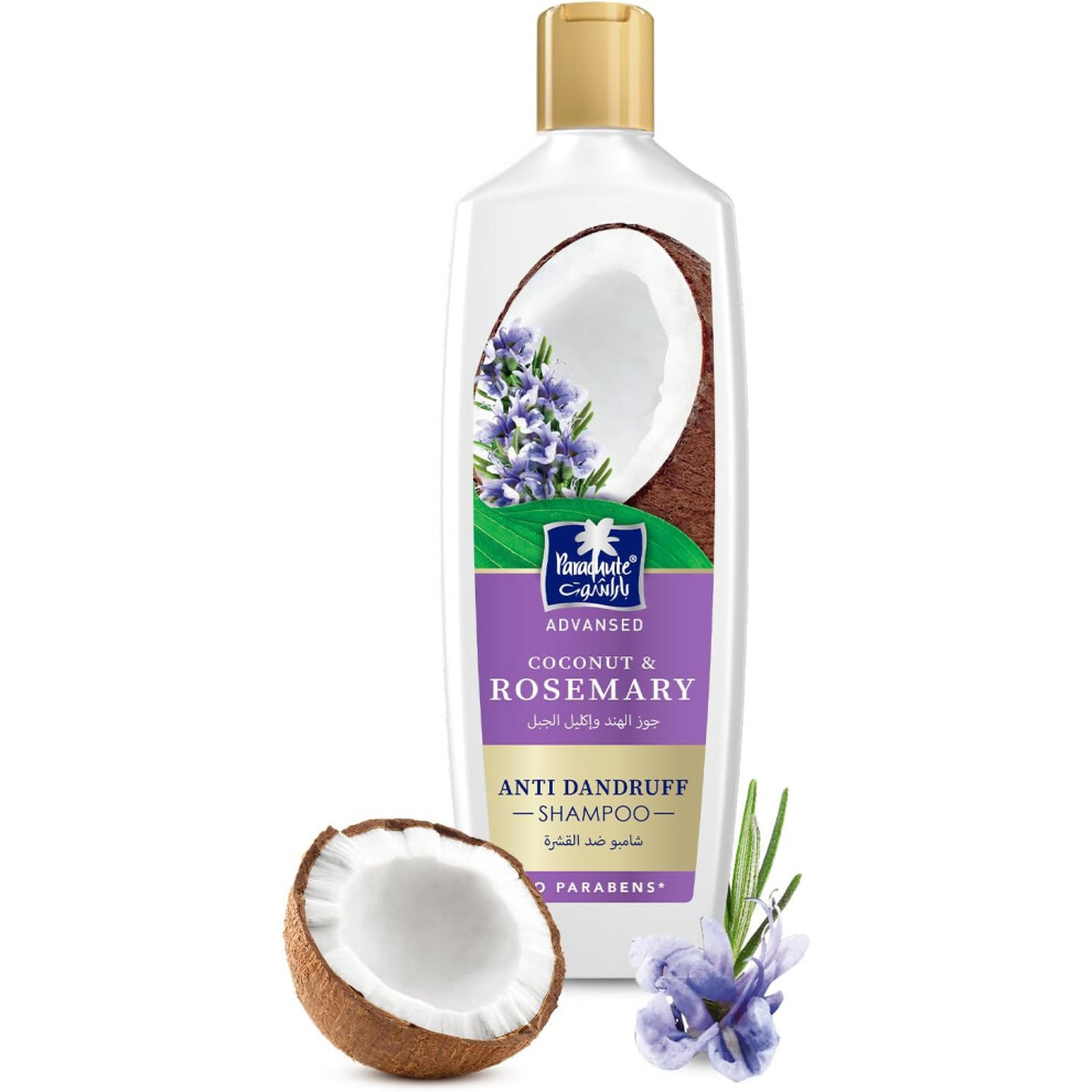 PARACHUTE Coconut & Rosemary ANTI-DANDRUFF Shampoo 340mL | Nourishes Hair & Detoxes Scalp | Fights Stubborn Dandruff | 0% Harmful Chemicals
