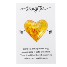 Father'S Day Gifts From Daughter Yellow Glass Heart Pocket Hug Token Gift Card, Memorial Keepsake for Mother'S