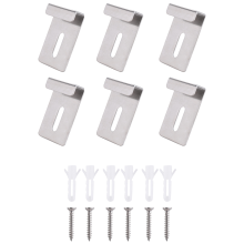 6Pcs Metal Mirror Clips Wide Channel Hanger Clip Kit Retainer for Mirrors with Screw Silver