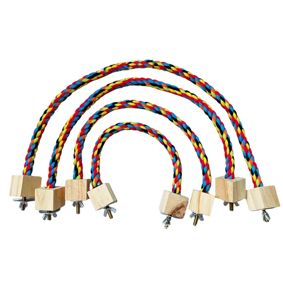 Saudism 4Pcs Parrot Color Cotton Rope Toys Elastic Climbing Sturdy Bird Swing Harness Cage Pet Toy Stand,B