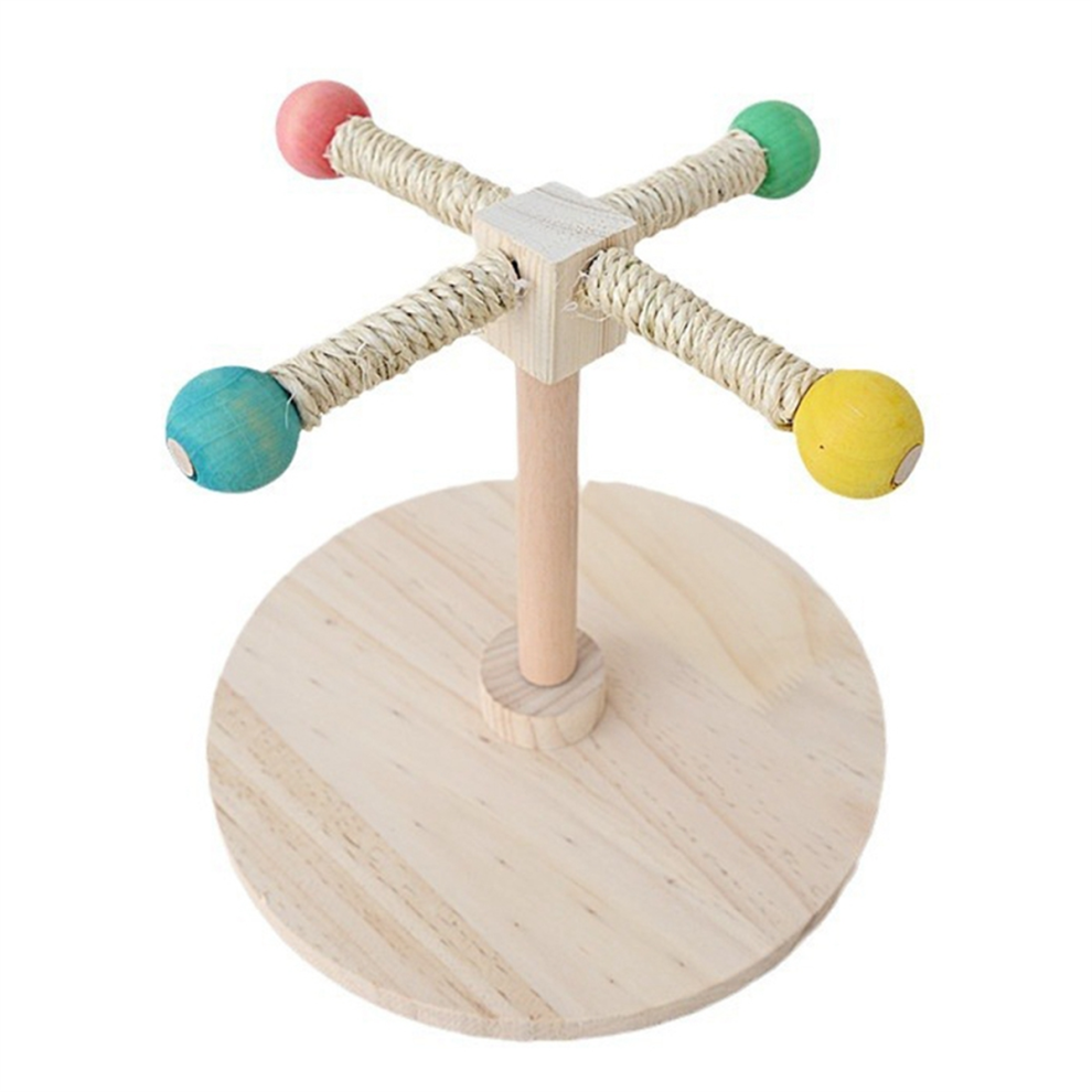 Saudism Parrot Bird Supplies Band Bearing Rotation Station Sword -Ramp Stick Rotary Wooden Horses Toys