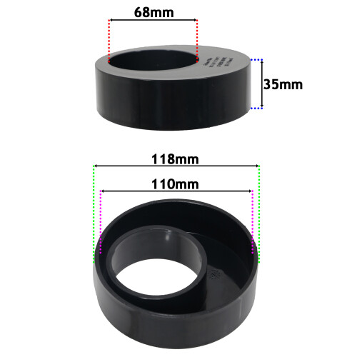 SPARES2GO Gutter Down Pipe Drain Adaptor 68mm Rain Water to 110mm Underground Drainage Reducer 1