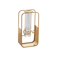 Metal Flower Vase Stand Transparent Glass Desktop Household Hydroponic Plants Home Decor Office Decoration A