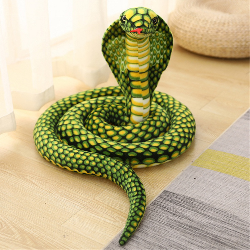 Stuffed Animal Cobra Snake Plush Python Doll Prank Prop Party Decoration Gift Green 2