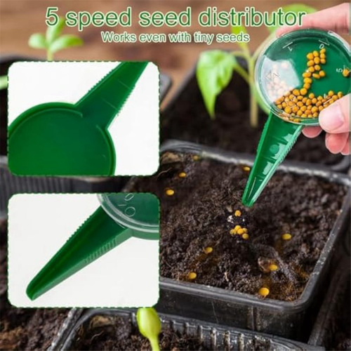 6PC Mini Seed Spreader Set,Mini Planter Tool,Seed Dispenser Manual Seedlings Dibber and Widger,Seed Sower 2