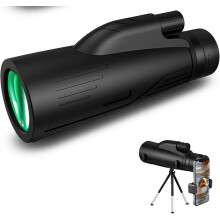 HD Monocular Telescope with Smartphone BAK-4 Prism & FMC Lens for Bird Watching Camping Hiking Travel(Black)