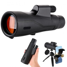12x50 High Power Monocular Telescope, Spotting Scope with Lens Cover, Black,Gifts for mom(Black)