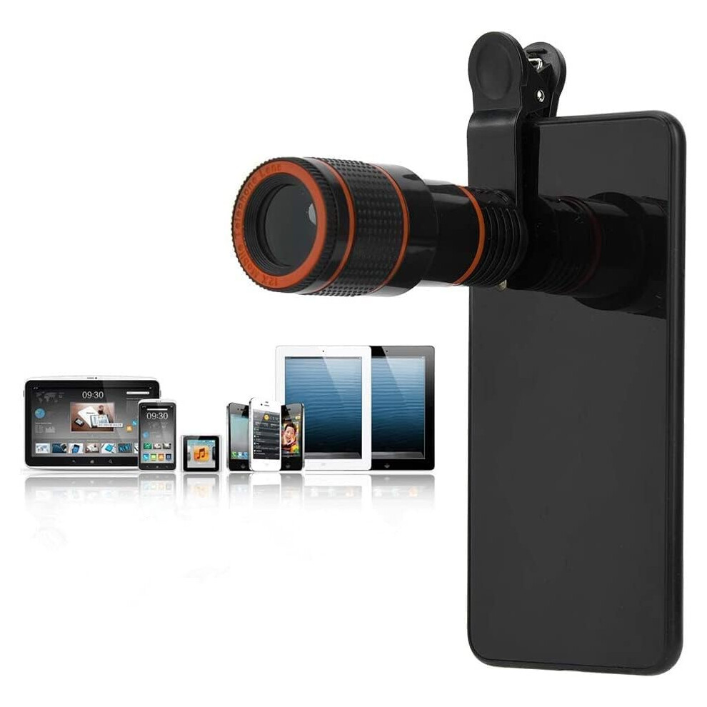 Cell Phone, Professional 12X Telephoto Lens, Telescopic Focusing Universal Phone For Mobile Phone (Black) Black 6976918078582