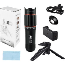 Cell Phone Zoom Lens, Phone Camera Lens Telephoto Lens 25X Magnification 18mm Eyepiece(Black)