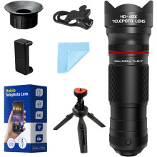 40X Telephoto Lens with Tripod for iPhone Android Phones, 2-in-1 Mobile Phone Camera Lens Kit (Black)
