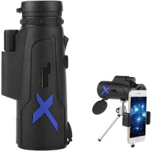 High Power Telescope Hiking and HD Monocular with Smartphone Holder and Tripod for Watching Bird(Black)