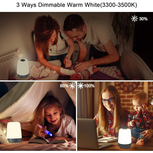 Touch Wake Up Night Light with Sunrise Simulation Alarm Clock, 3 Ways Dimmable Warm(White) 2