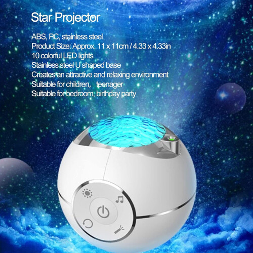 Multifunctional Star Projector Night Light with 10 LED Colors, 360 Rotating, Touch Remote Control(White) 1