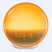 Sunrise Wake Up Light Alarm Clock with FM Radio, 7 Natural Sounds, Dual Alarms, 20 Brightness Levels(White)
