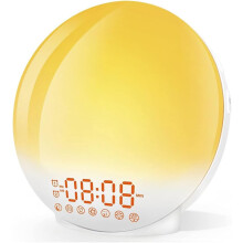 Wake Up Light, 7 Colors Night Light with Sunrise/Sunset Simulation, Dual Alarms with Natural Sounds(White)