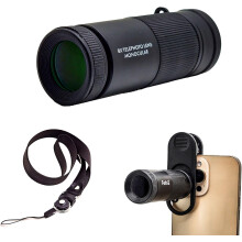 8X Monocular Telescope for iPhone & Android and Most Smartphone, with 8X Optical Zoom Telephoto Lens(Black)