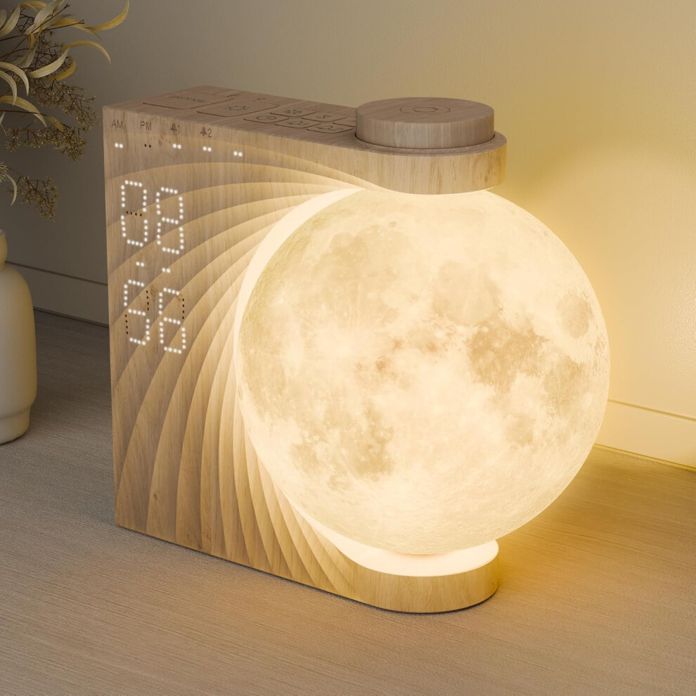 Alarm Clock For Bedrooms, Sunrise Alarm Clock Wake Up For Kids Teens, Noise Sound Machine(White) Light/White Chronus