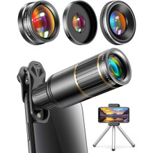 Phone Camera Lens for iPhone, Samsung Galaxy, and Other Phones, 22X Telephoto Lens, 205 Fisheye Lens(Black)
