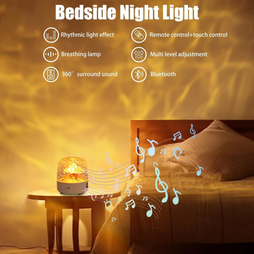 Ocean Lamp, with 16 RGB Color Change Ceiling Projector Light, Mini Speaker with Remote Control(White) 2