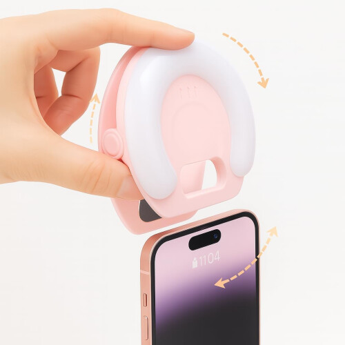 Portable Selfie Light, Lighting with Clip for Content Creator, Phone/Laptop Essentials Recording(Pink) 2