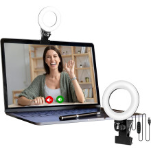 Video Conference Lighting Kit, Ring Light for Monitor Clip On,for Remote Working, Distance Learning(White)
