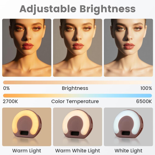 Portable Selfie Light, Lighting with Clip for Content Creator, Phone/Laptop Essentials Recording(Pink) 1