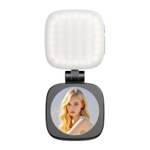 Magnetic Selfie Light for Phone, Phone Light with a Mirror, Folding LED Phone Fill Ring Lighting(Black)