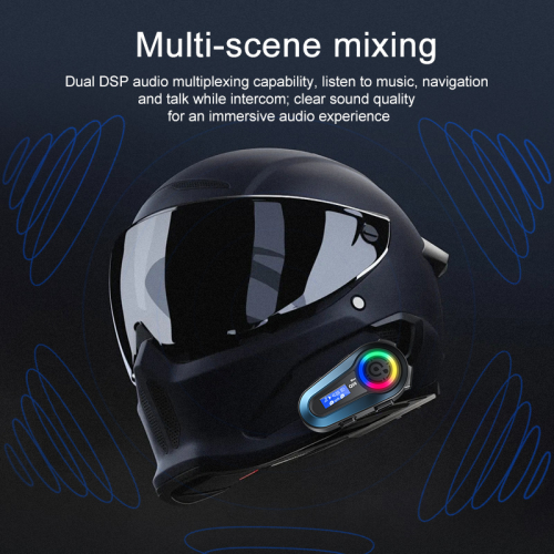 Motorcycle helmet Bluetooth intercom with 500m intercom range and 2-in-1 microphone(Black) 2