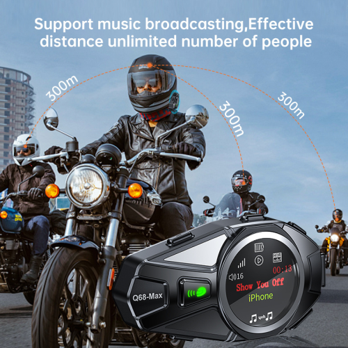 Motorcycle Helmet Headset, Dual Wireless 5.4 Chip, 500m Intercom, 2-in-1 Microphone(Black) 1