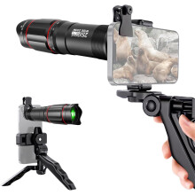 25x Macro Telephoto Smartphone Lens Kit with Phone Clip Holder, 25X Telephoto Lens(Black)