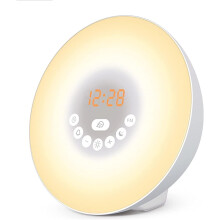 Wake Up Light Alarm Clock, Simulates Sunrise Wake Up Light Alarm Clock Digital Radio Clock Dimmer(White)