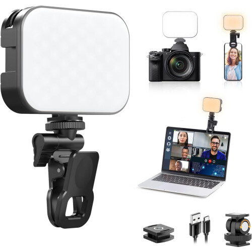Selfie Light, Clip LED Light Panel for Phone/Tablet/Computer, Bi-Color Portable Clip Camera Light(Black) 1
