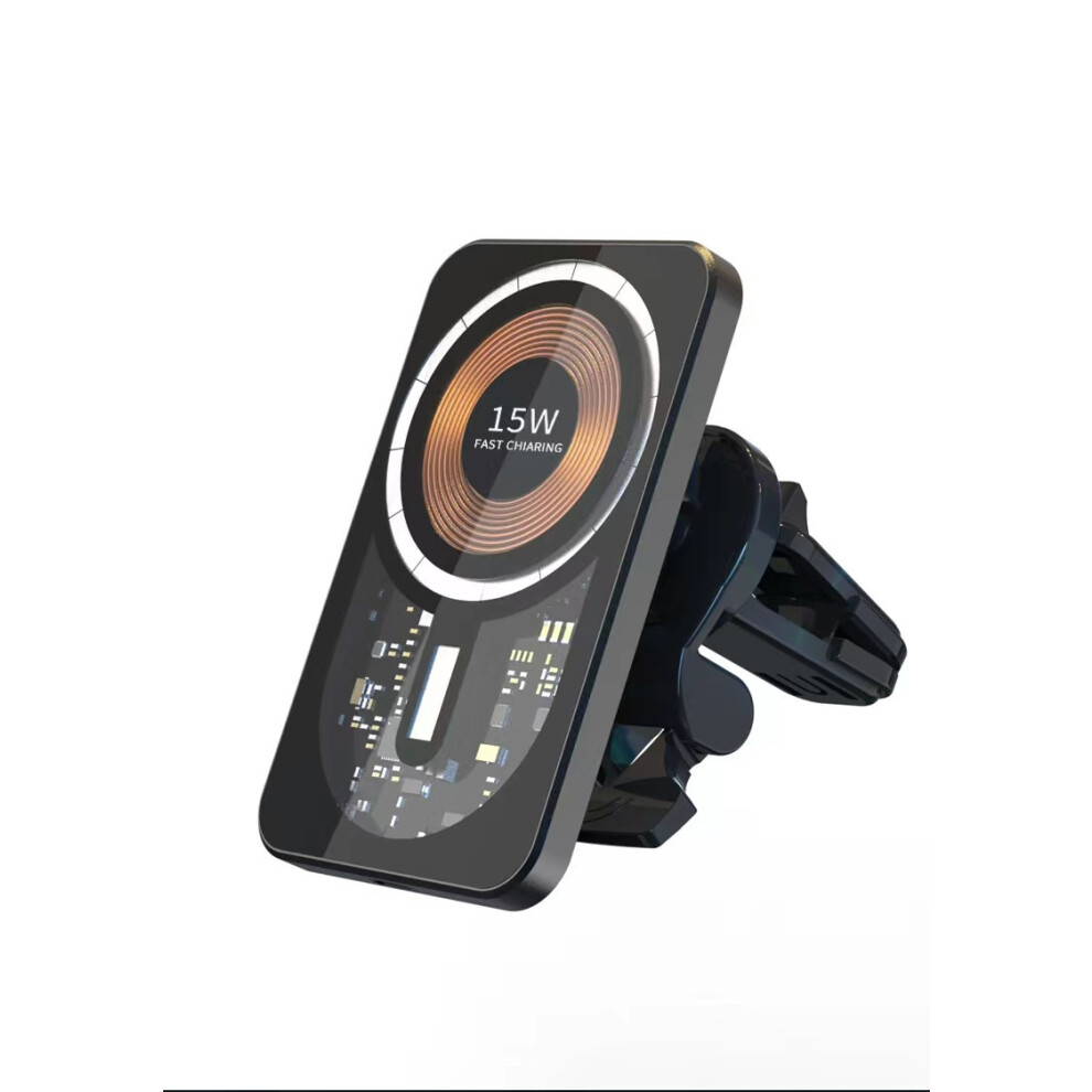 Magnetic Wireless Car Charger Mount, 5W Fast Charging Car Holder Dashboard Vents Phone Mount (Black) Black 6976918075918