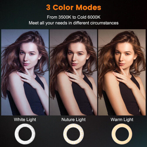 Selfie Ring Light 3500K-8500K, Adjustable LED Ring Light with Clamp for Phone, Fill Light(White) 2
