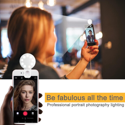 Mini Ring Light, Small Clip On Ring Light, Portable LED Light for Phone, 4 Color Lighting Modes(White) 1
