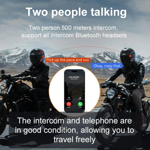 Motorcycle Helmet Bluetooth Headset with 500m Intercom and CVC Noise Cancelling (1-Pack)(Orange) 1