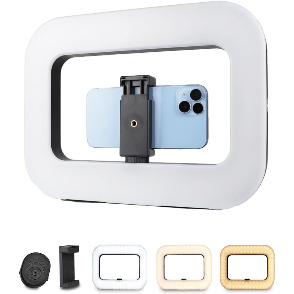 Smartphone Video Rig With Handheld Ring Selfie Kit, Led Mobile Video Stabilizer(White) Light/White 6976918077479