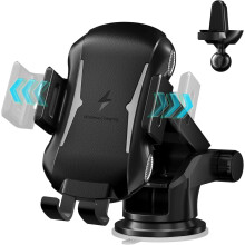 Wireless Car Charger 15W Auto-Clamping Car Mount Fast Charging Air Vent Car Phone Mount Compatible (Black)