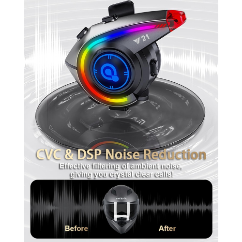 Motorcycle Helmet Bluetooth Headset Bluetooth 5.4 Wireless Communication System IPX6 Waterproof(Black) 1