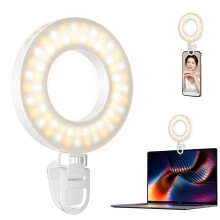 Selfie Ring Light 3500K-8500K, Adjustable LED Ring Light with Clamp for Phone, Fill Light(White)