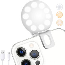 Mini Ring Light, Small Clip On Ring Light, Portable LED Light for Phone, 4 Color Lighting Modes(White)