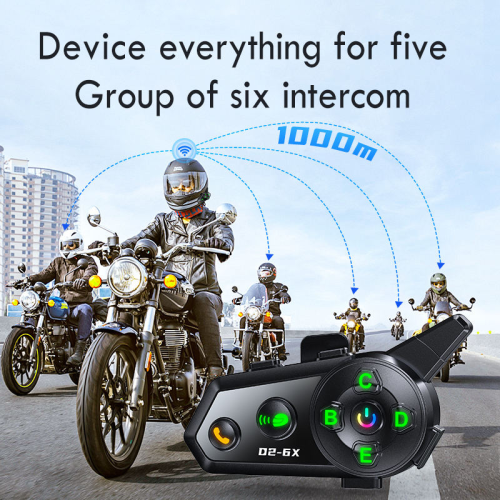 Bluetooth headset 500M intercom supports 6 people intercom(Black) 1