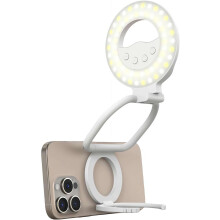 Magnetic Selfie Light, Foldable LED Fill Light with Mirror & Phone Holder, 3000-6500K(White)