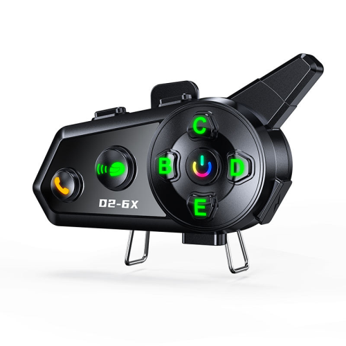 Bluetooth headset 500M intercom supports 6 people intercom(Black)