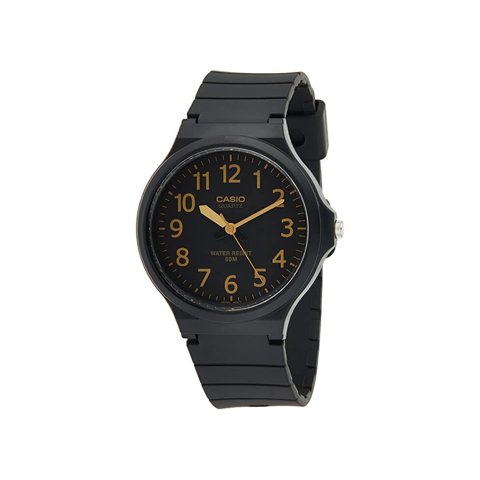 Casio Men's Analogue Gold Number Black Dial Watch - Mw-240-1B2vdf Black,Gold