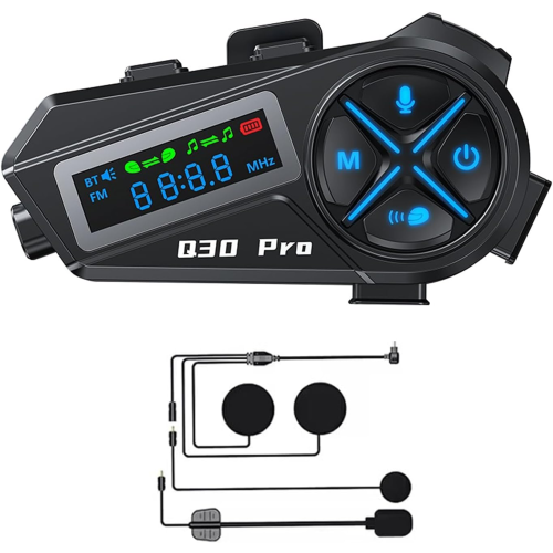 Motorcycle Helmet Bluetooth Intercom with 500m Intercom Range and 2-in-1 Microphone(Black)