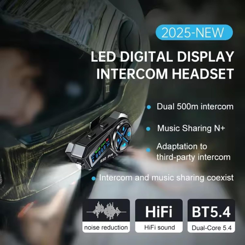 Motorcycle Helmet Bluetooth Intercom with 500m Intercom Range and 2-in-1 Microphone(Black) 1